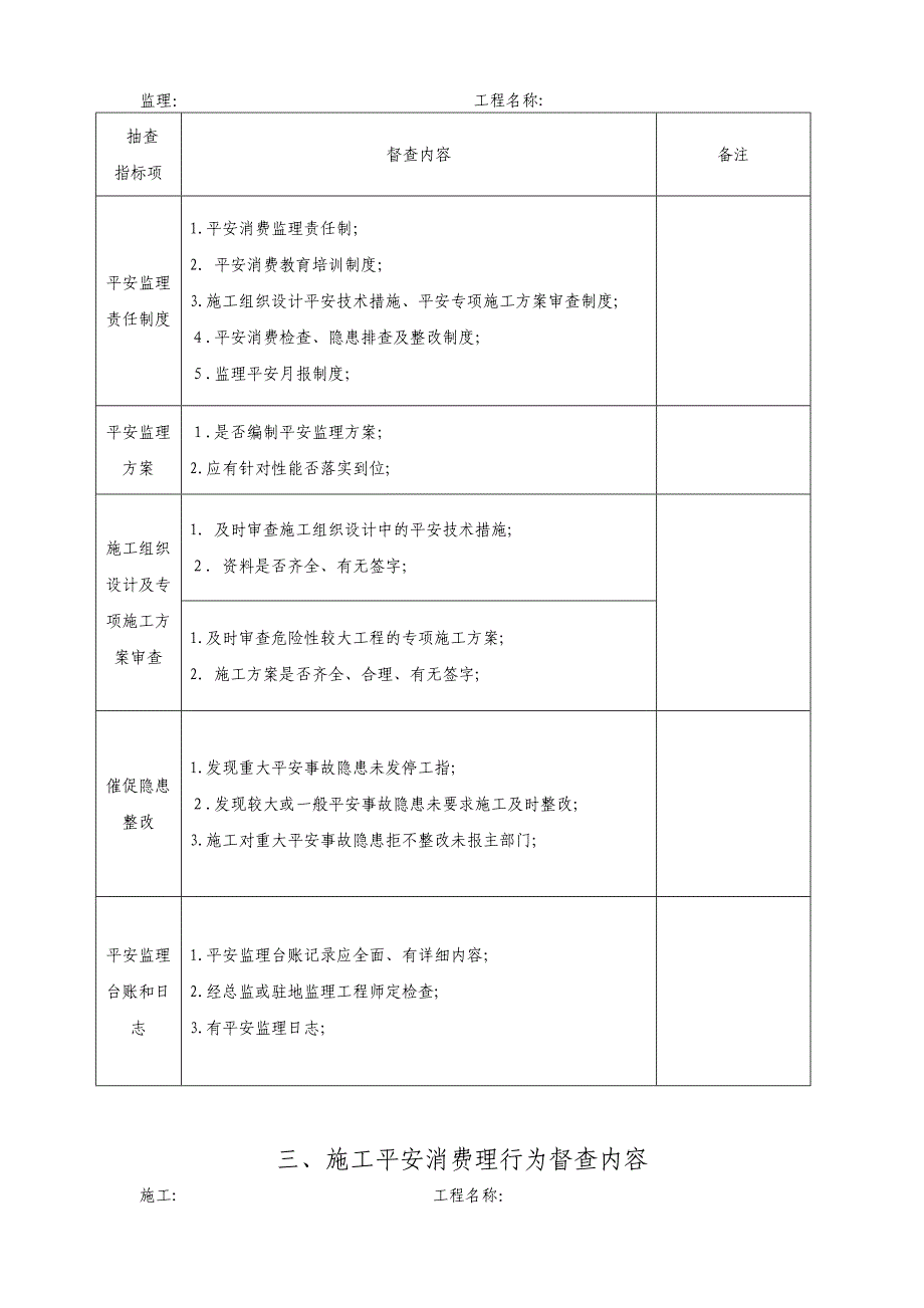 安全生产现场监督检查内容表格版_第2页