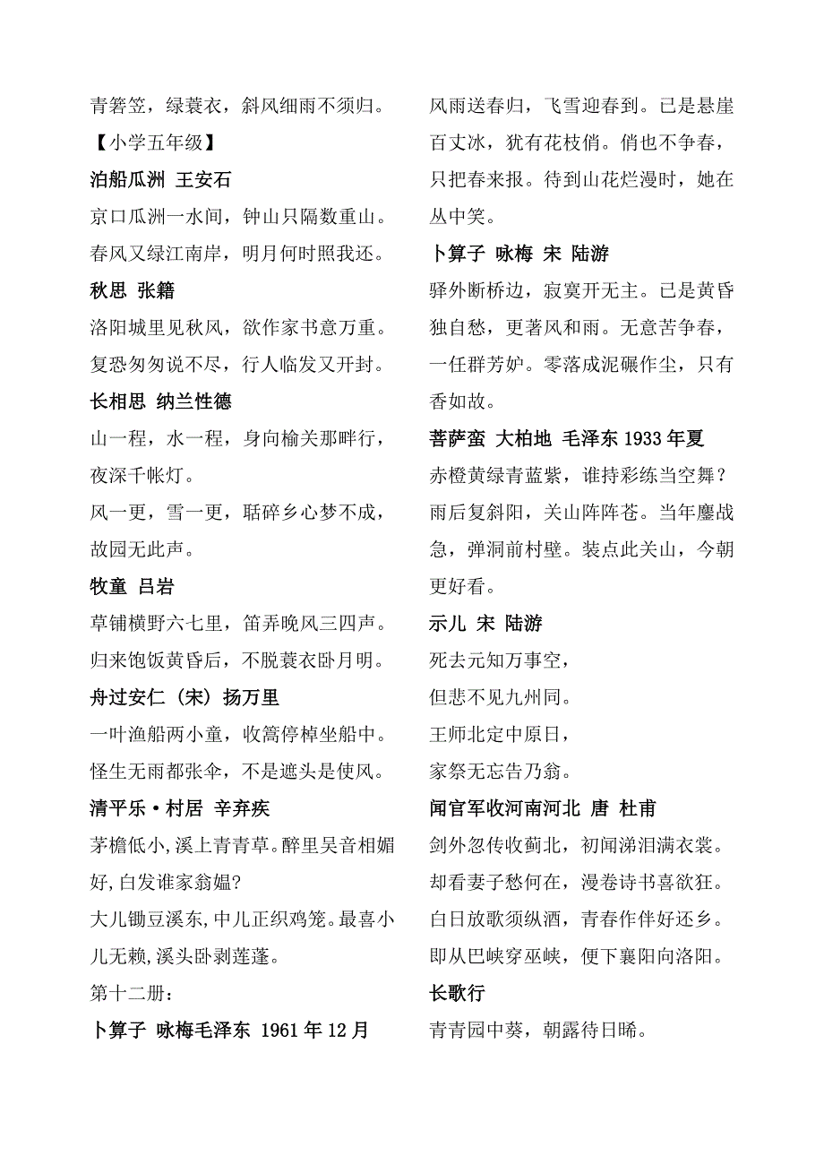 人教版小学语文课本古诗及各册日积月累词语汇总_第3页