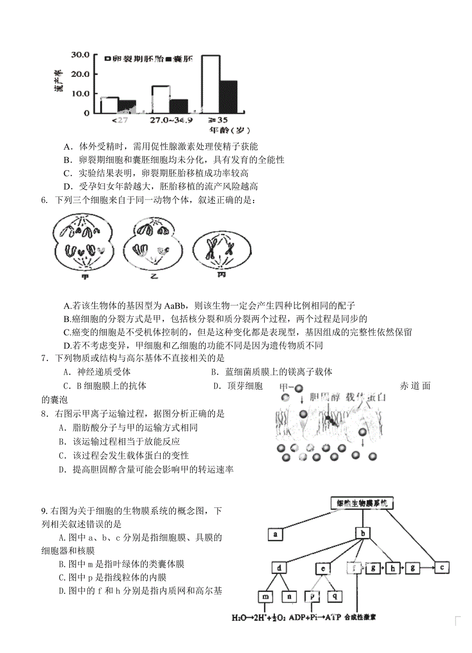 2022年高三上学期开学检测生物试题_第2页