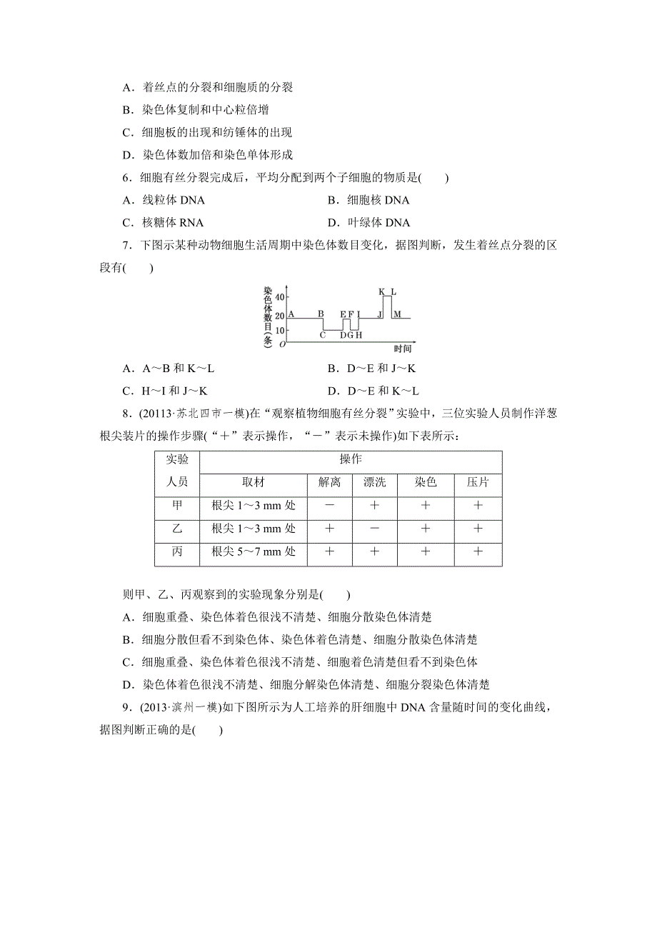 【最新】2014高考生物大一轮限时集训：细胞的增殖(含解析).doc_第2页