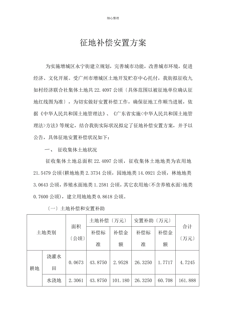 征地补偿安置方案_第1页