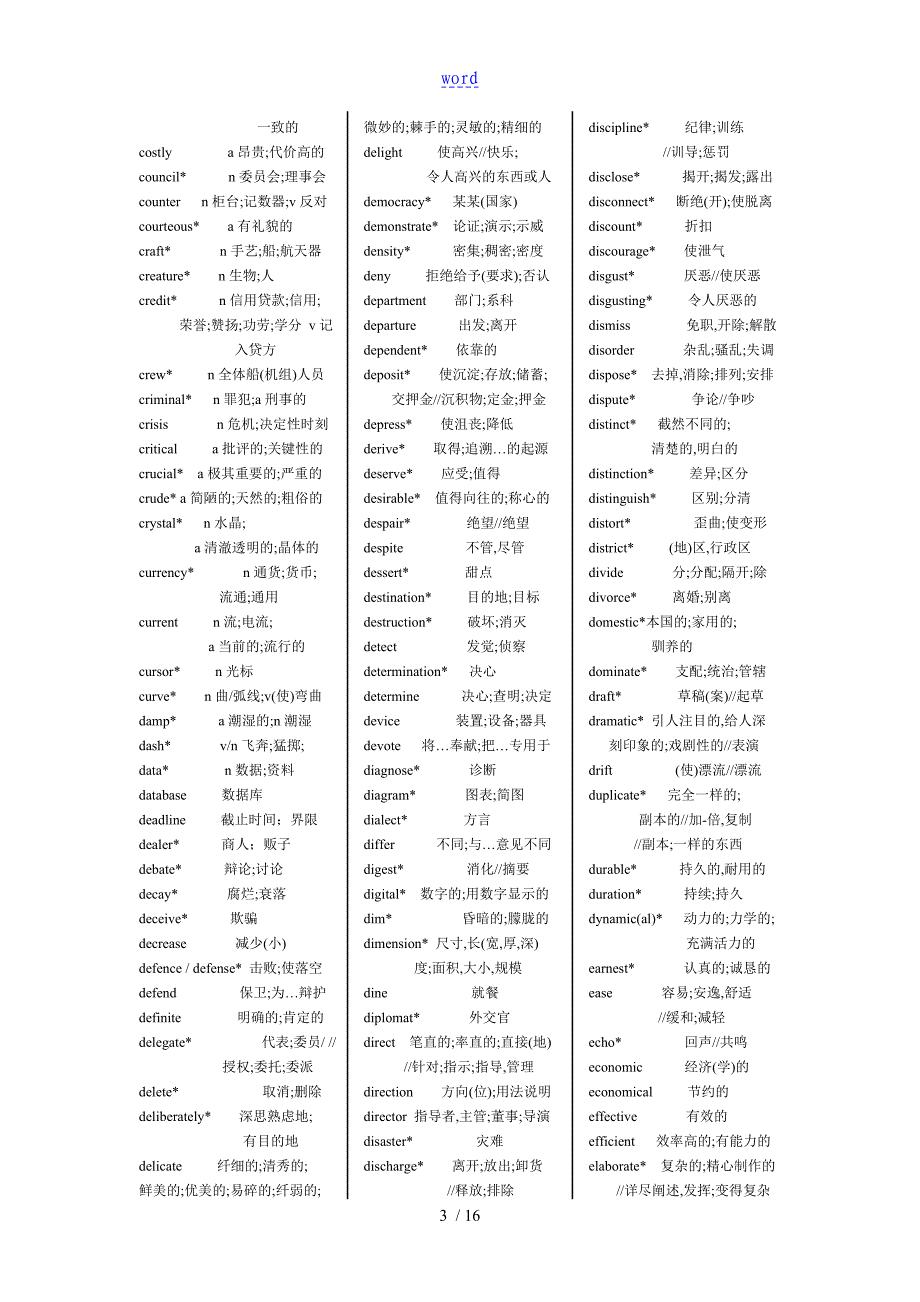 高职高专教育英语课程基本要求概要核心词汇表全_第3页