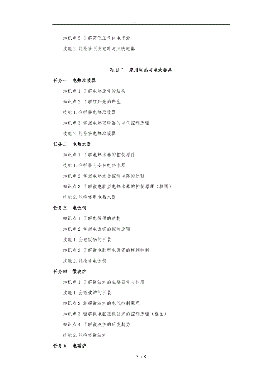 新编家用电器维修项目教程课程标准_第3页