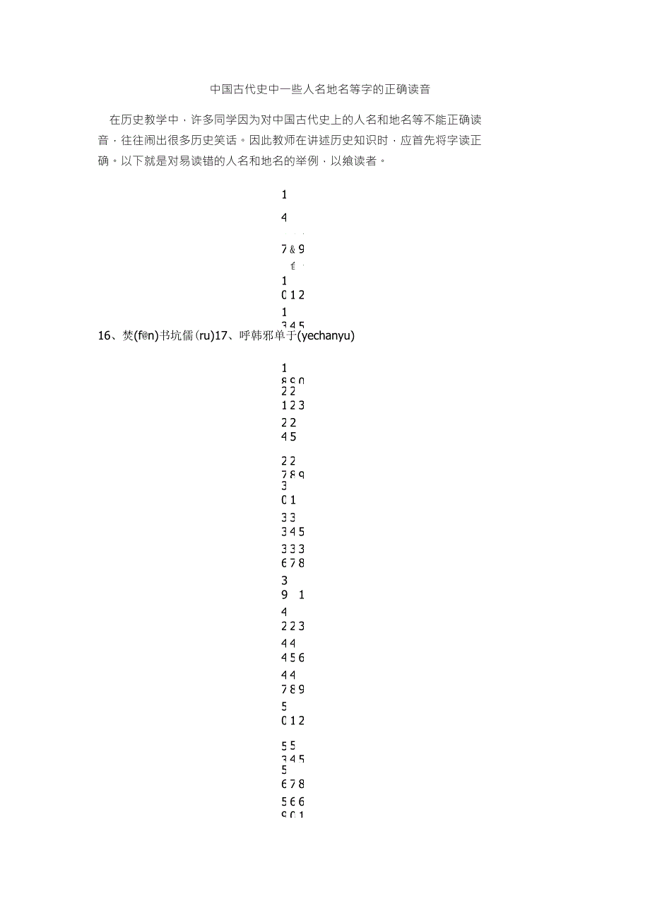中国古代史中一些人名地名等字的正确读音_第1页