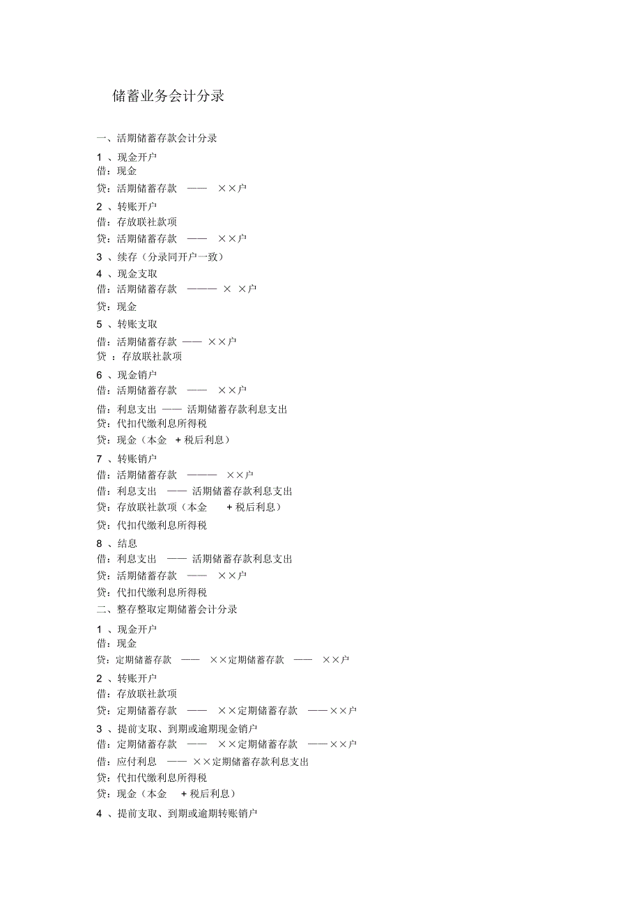 储蓄业务企业会计分录_第1页