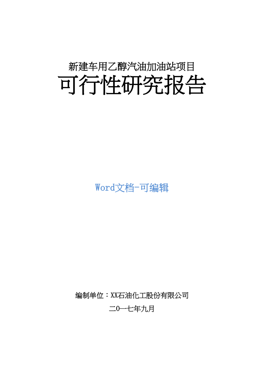 新建车用乙醇汽油加油站项目可行性研究报告(DOC 56页)_第1页