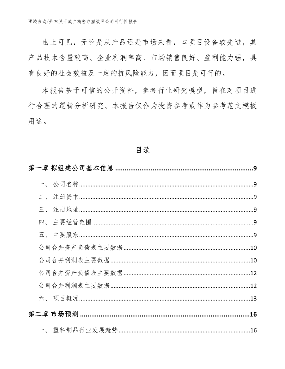 丹东关于成立精密注塑模具公司可行性报告_第3页