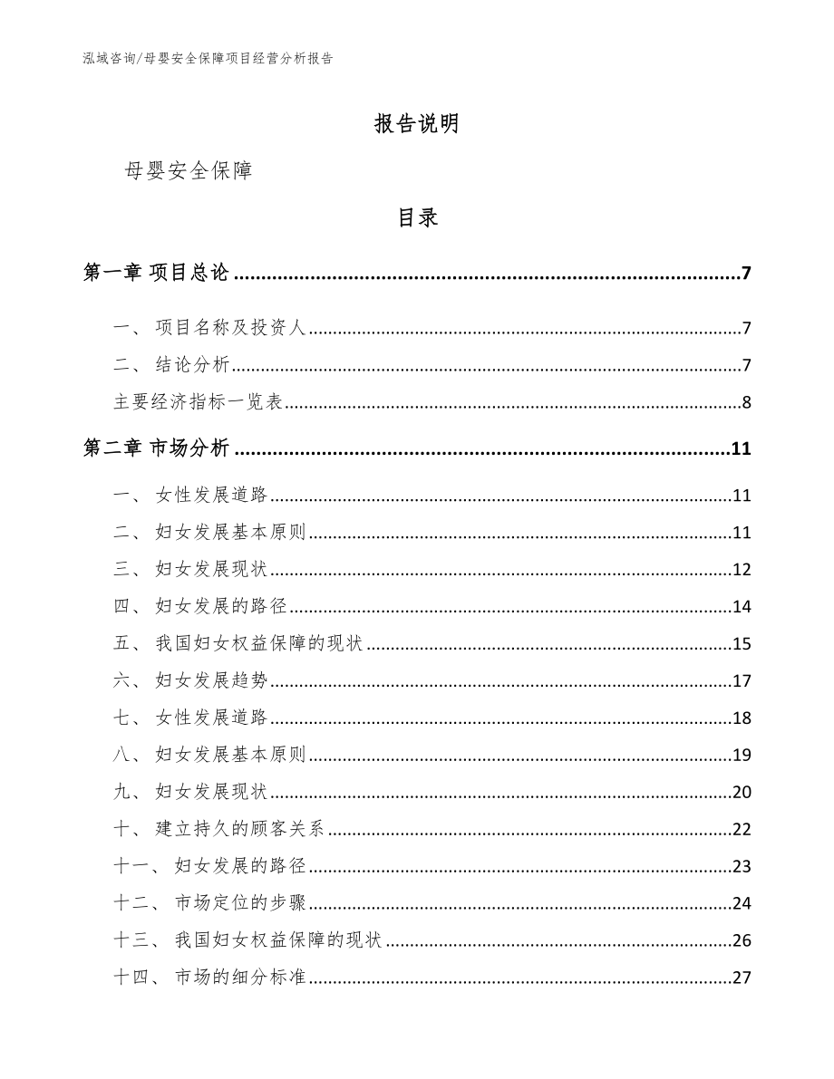 母婴安全保障项目经营分析报告（模板参考）_第2页