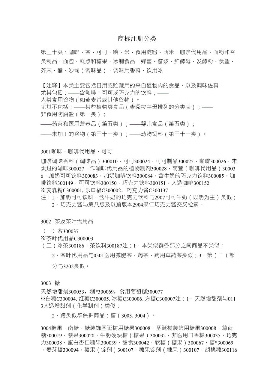 商标注册分类第三十类_第1页