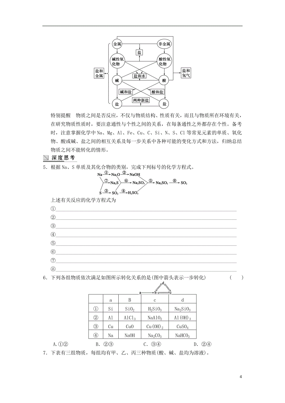 安徽省蚌埠铁中高考化学一轮复习夯实基础配配套规范训练卷专题1第1讲物质的分类与转化物质的分散系新人教版_第4页