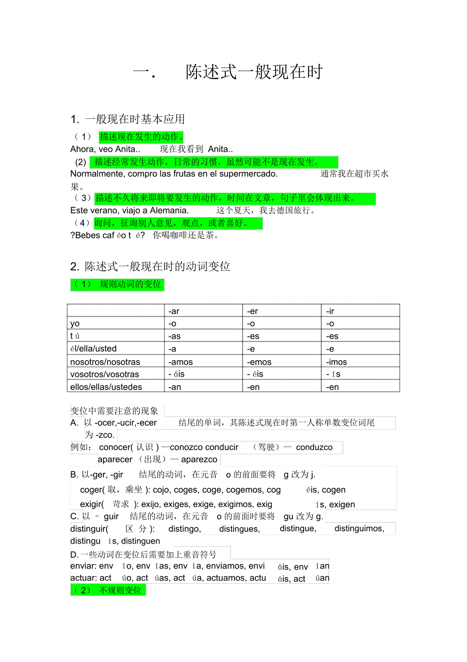 西班牙语时态总结(A1-A2)_第1页