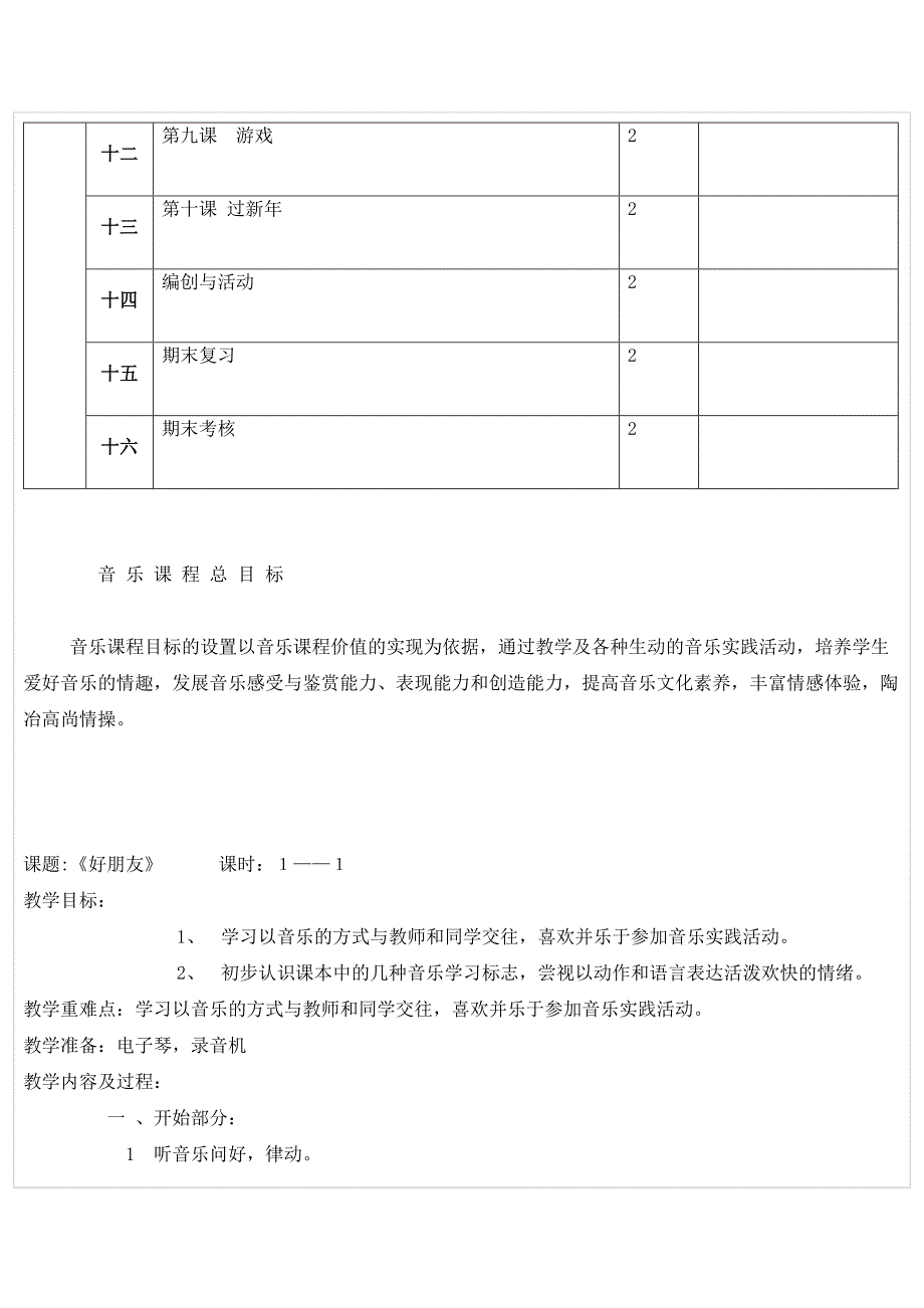 人音版小学一年级第一册音乐教案_第2页