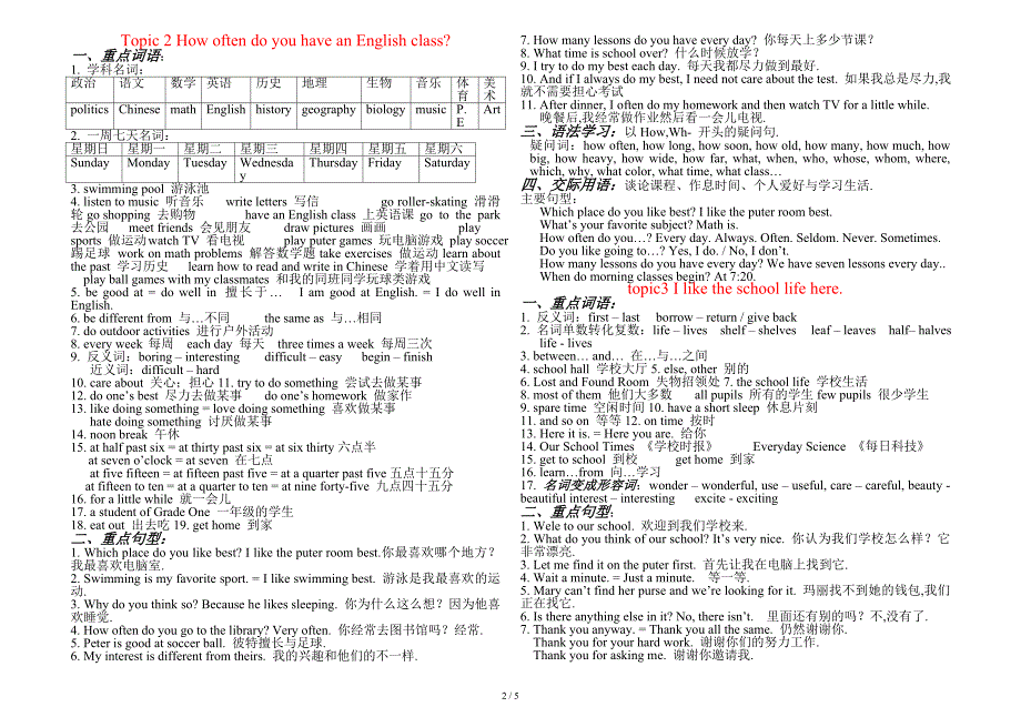 仁爱版七年级英语下册unit5知识点归纳_第2页