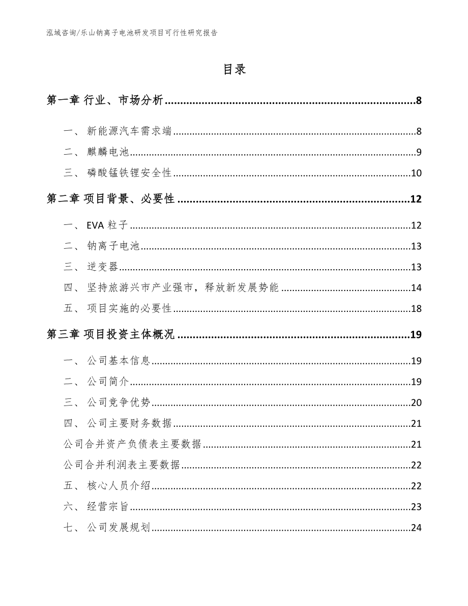 乐山钠离子电池研发项目可行性研究报告模板范文_第1页