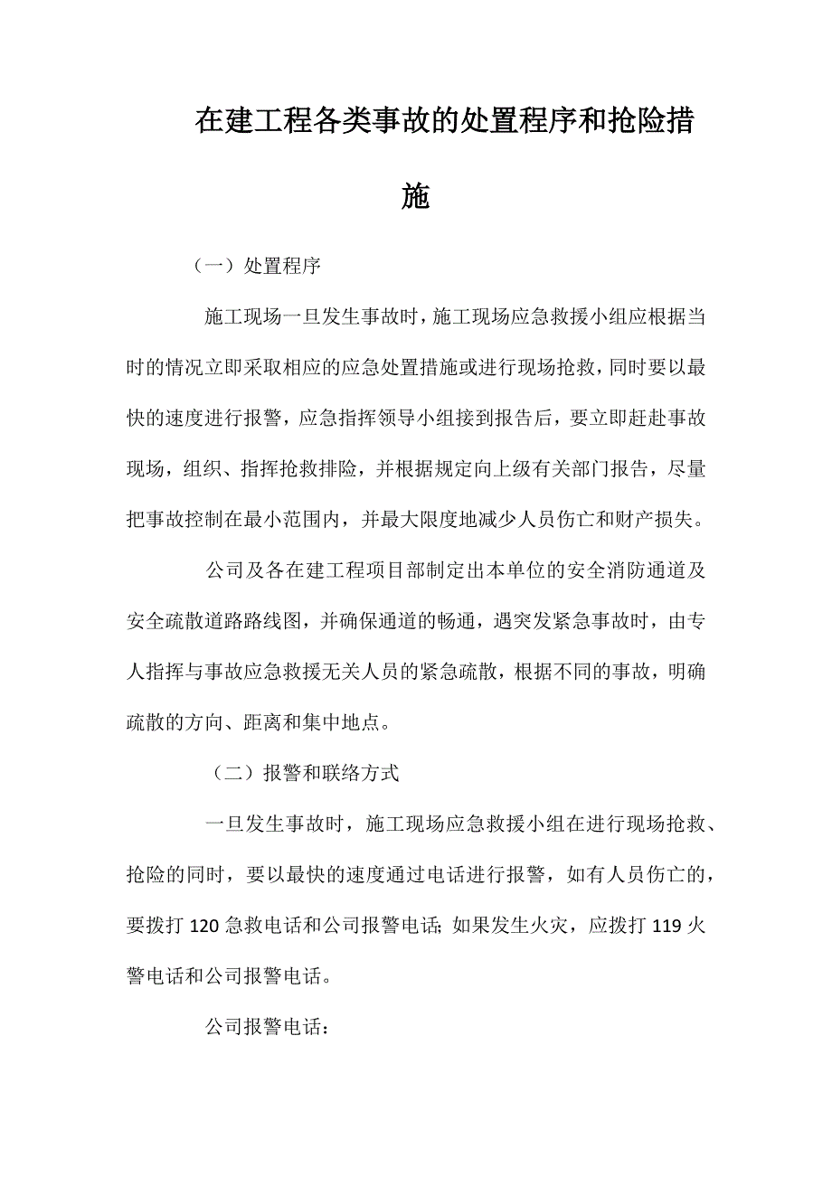 在建工程各类事故的处置程序和抢险措施_第1页