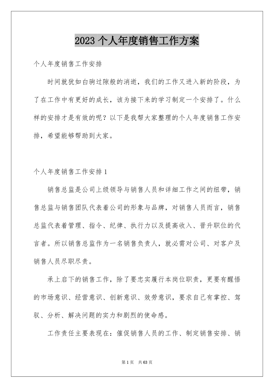 2023年个人年度销售工作计划2.docx_第1页