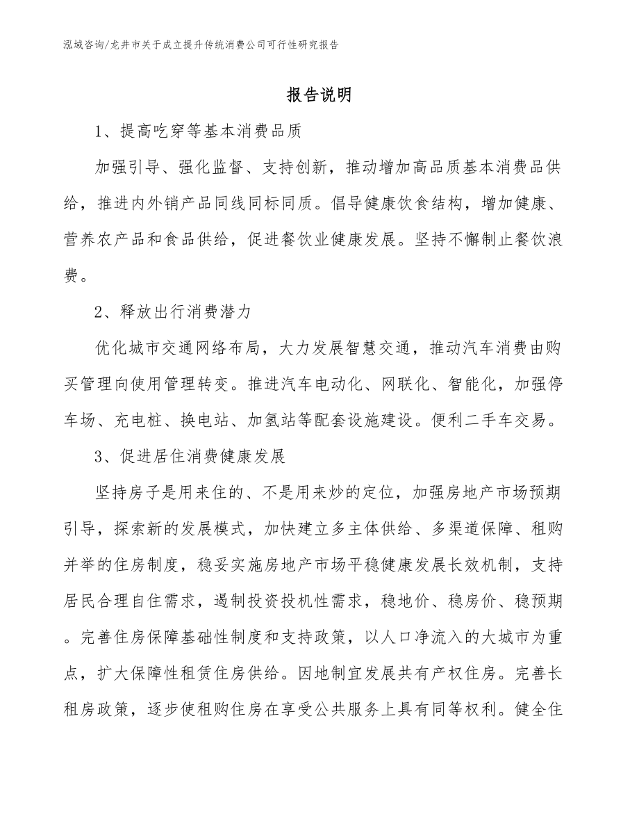 龙井市关于成立提升传统消费公司可行性研究报告模板参考_第1页