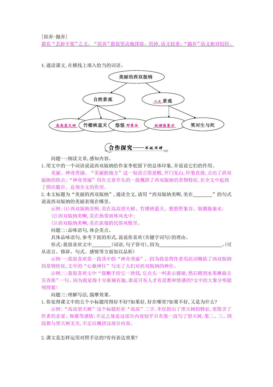 最新版八年级语文上册 第19课 美丽的西双版纳导学案 苏教版_第2页