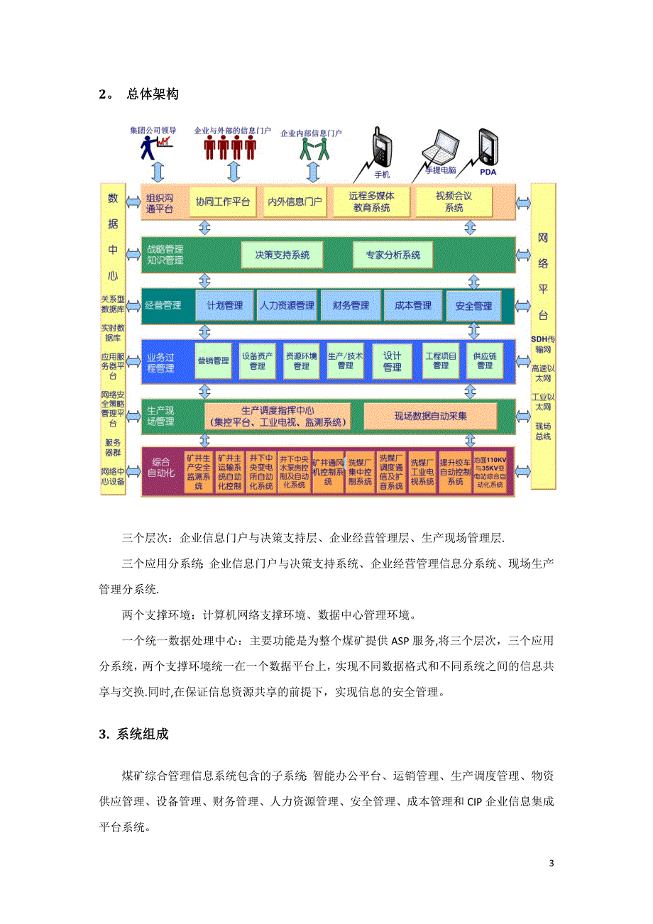 煤矿综合管理信息系统总体解决方案试卷教案.docx_第3页