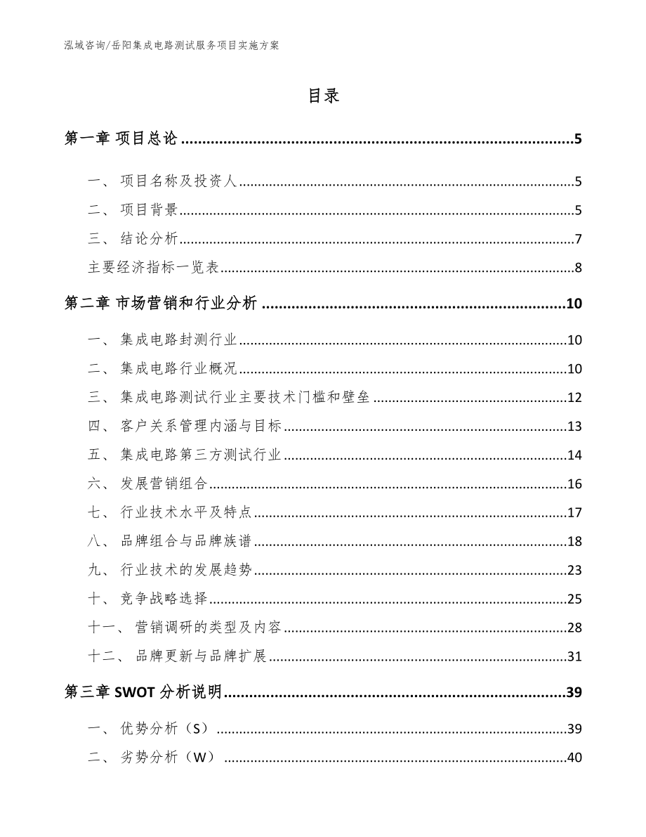 岳阳集成电路测试服务项目实施方案模板_第1页