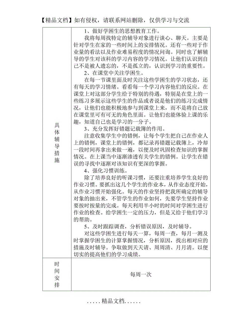 小学五年级数学学困生辅导计划_第4页