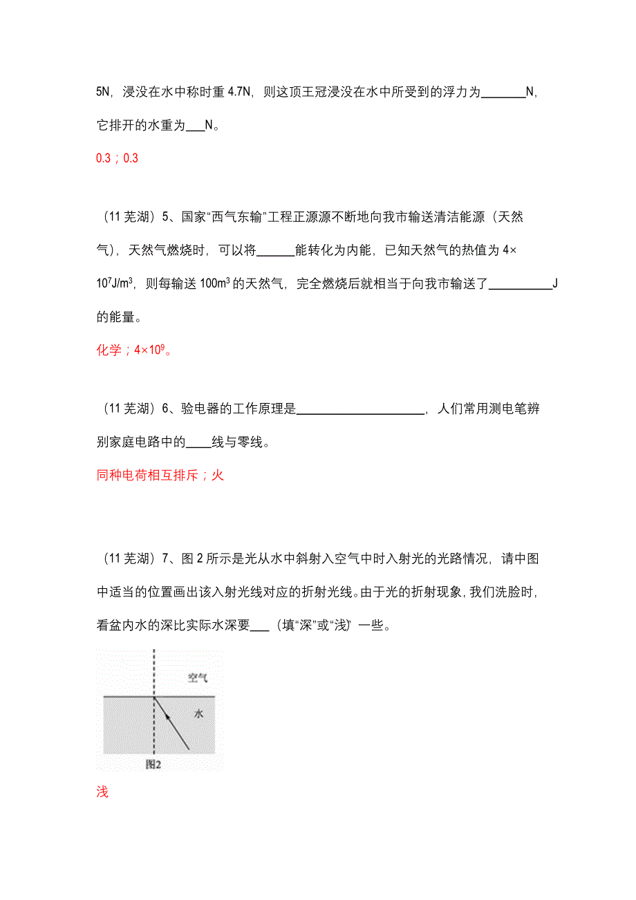 2011年芜湖初中毕业学业考试物理试卷_第2页