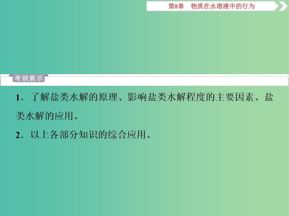 2019届高考化学一轮复习第8章物质在水溶液中的行为第3节盐类的水解课件鲁科版.ppt_第2页