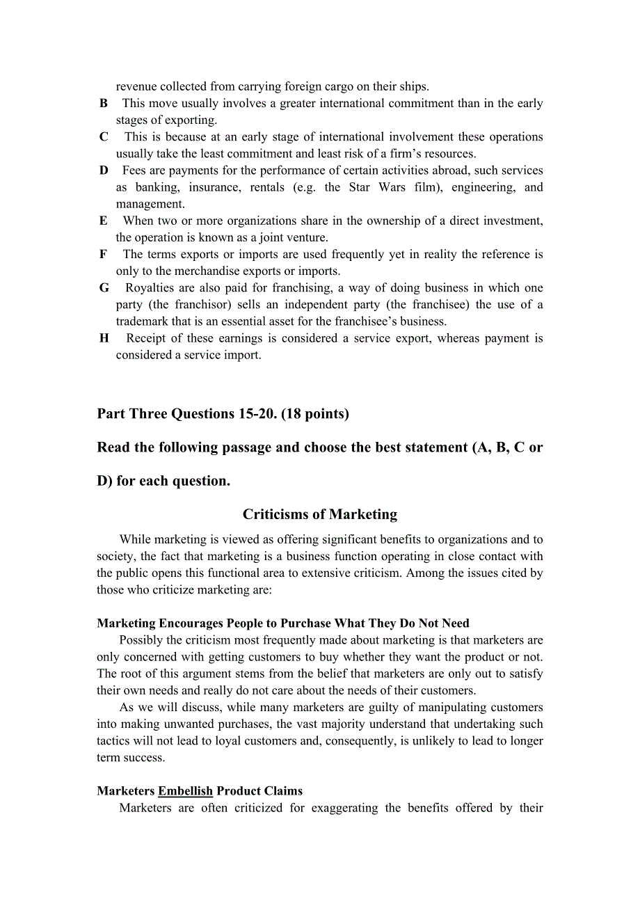 高级商务英语读阅样题_第4页