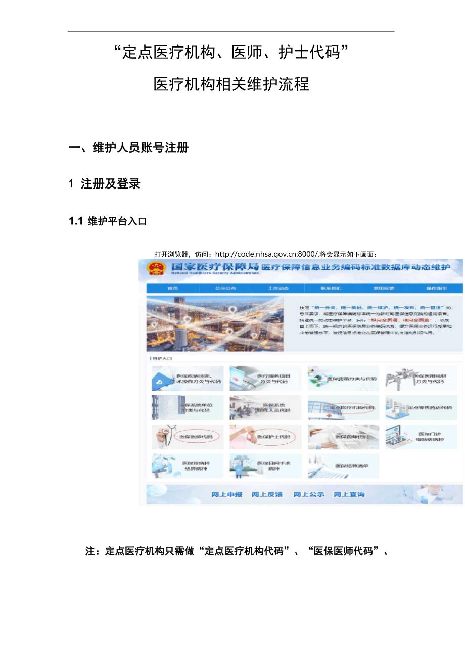 “定点医疗机构、医师、护士代码”医疗机构相关维护流程_第1页