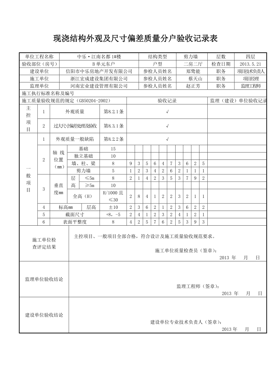 1#楼现浇结构外观及尺寸偏差质量分户验收表.doc_第3页