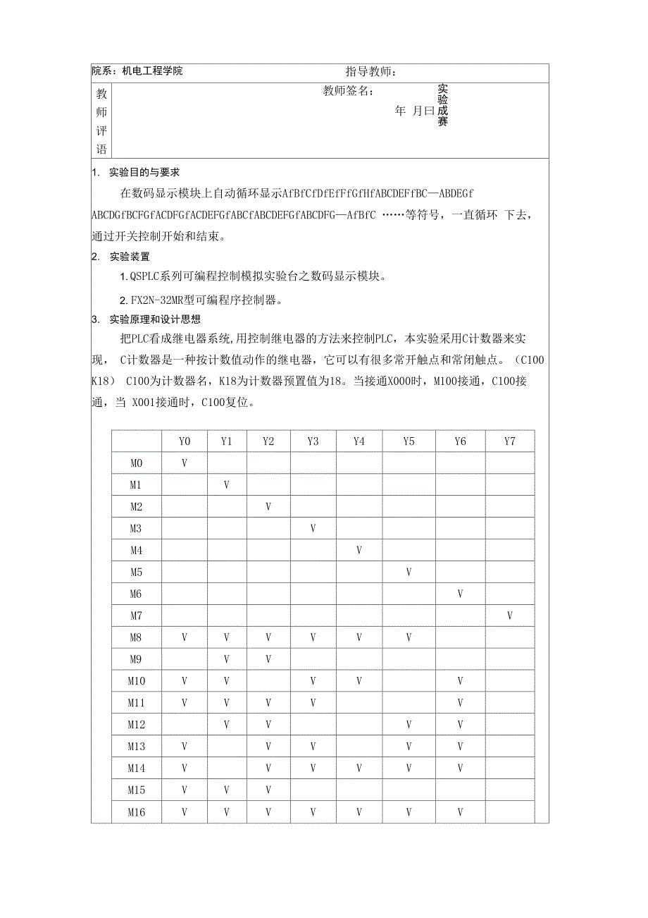 PLC可编程控制器及应用实验报告_第5页