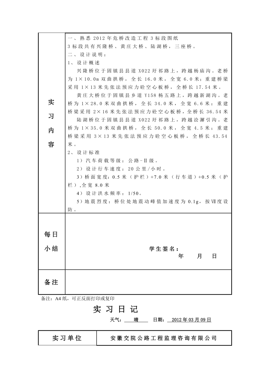 土木工程桥梁监理实习日记方案_第2页