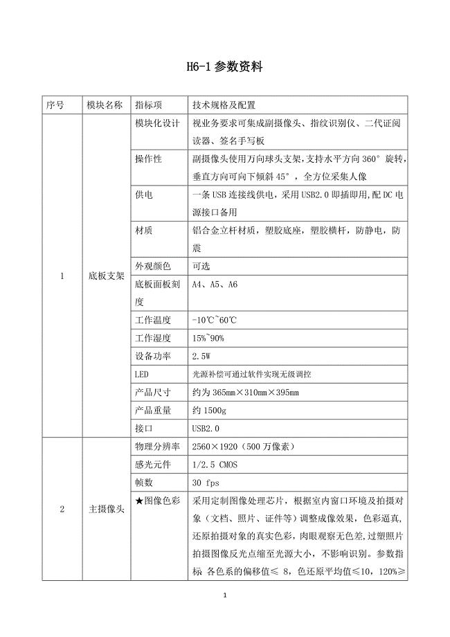 华通高拍仪H6-1参数资料.doc