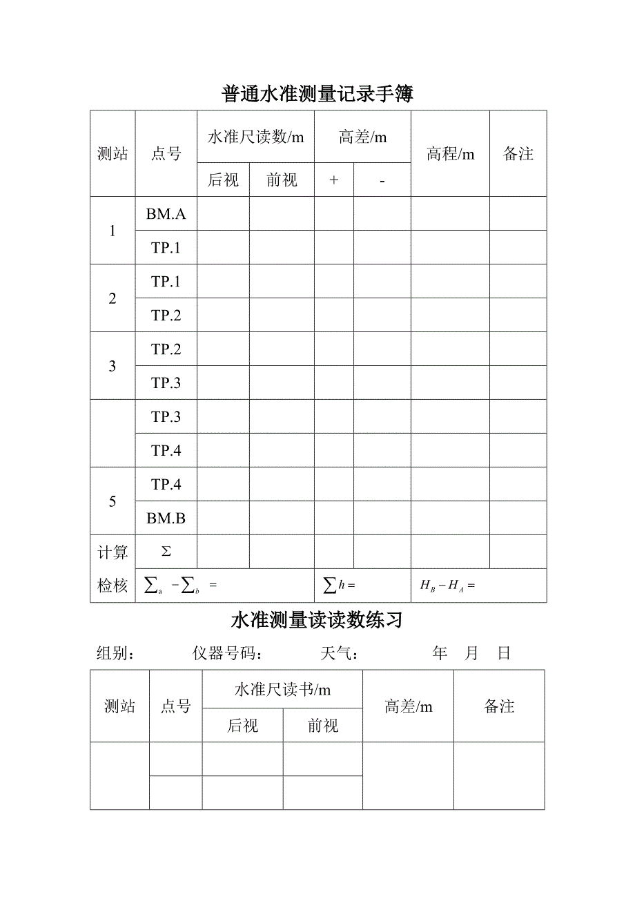 水准测量表格.doc_第1页