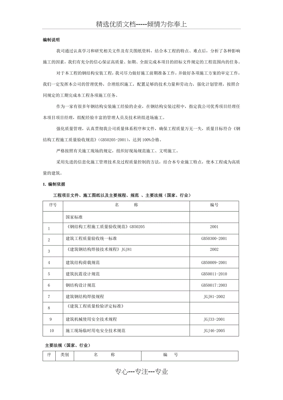 钢结构施工方案交底共28页_第1页