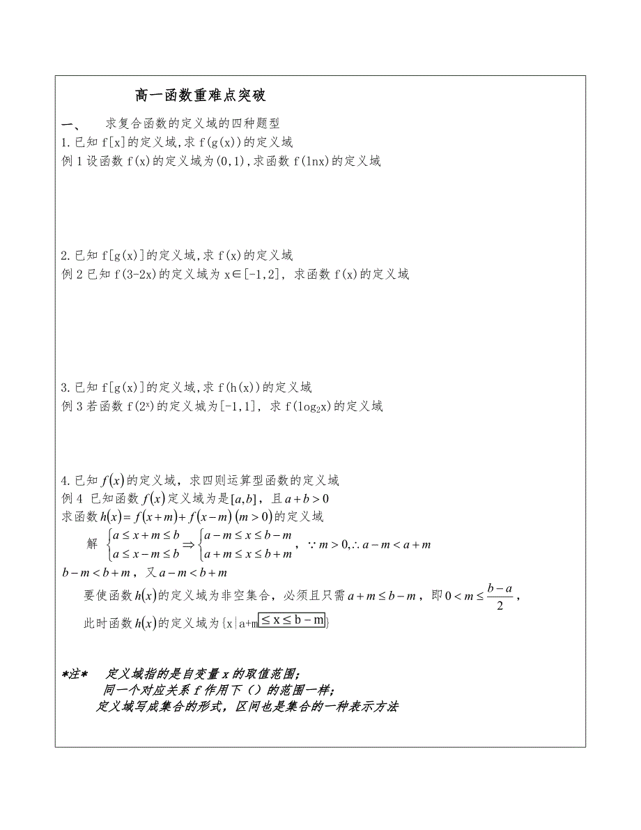 高一函数重难点突破_第1页