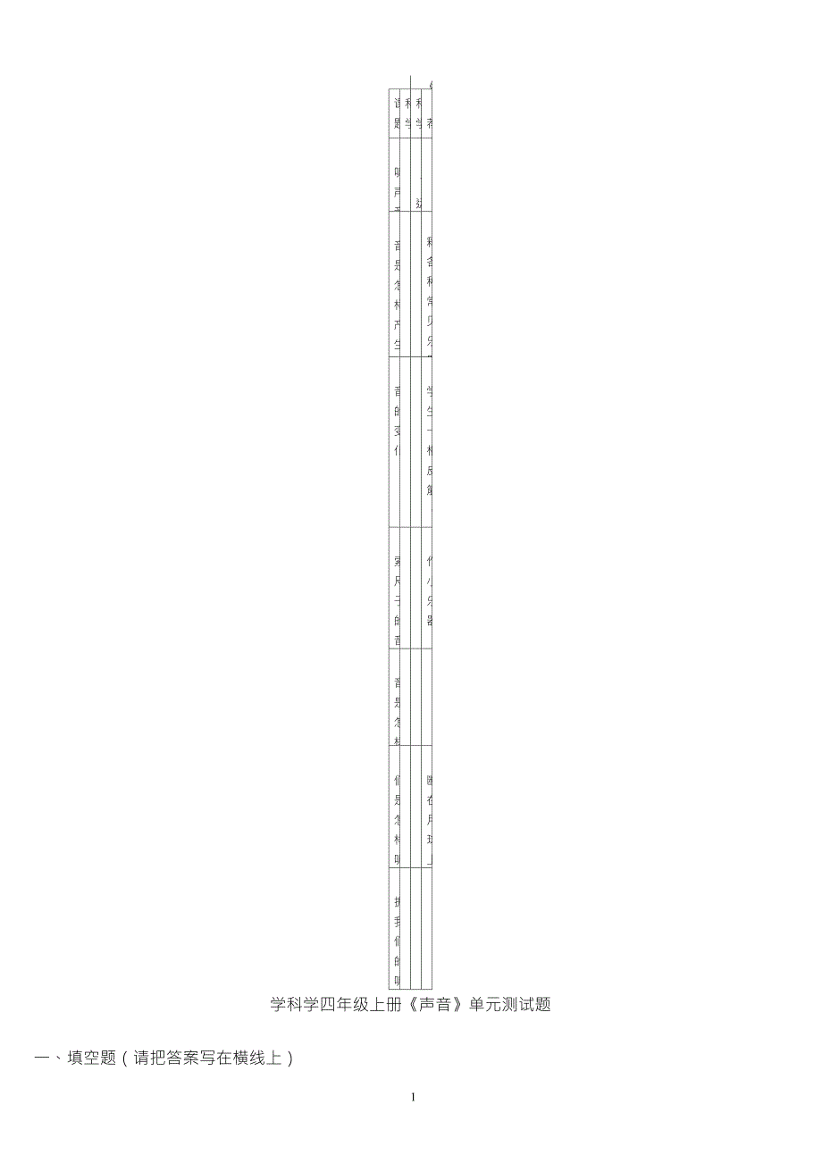 四年级上册声音单元测试_第1页