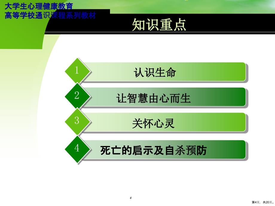 大学生心理健康教育第十章感悟生命：体验唯一的历程汇总课件_第4页