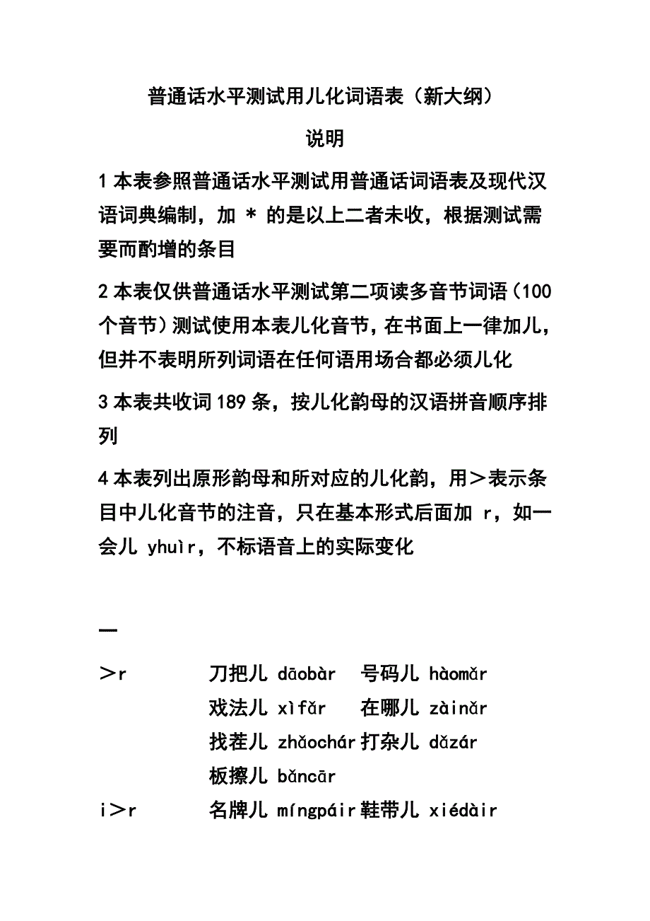 普通话水平测试用儿化词语表_第1页