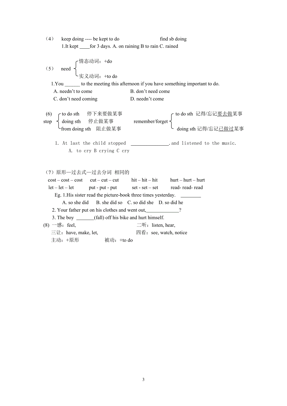 中考英语动词专项复习 人教版_第3页