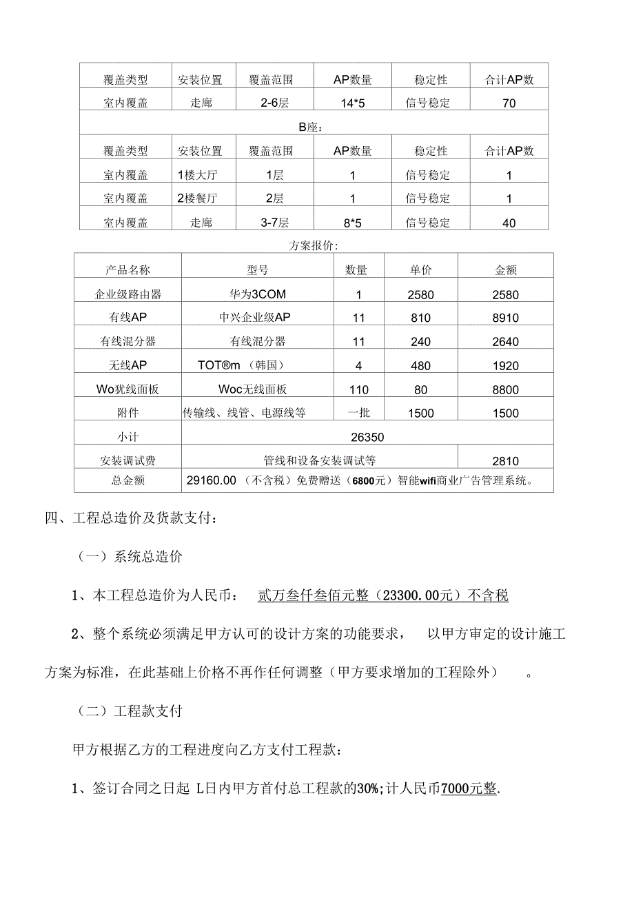 民族宾馆无线wifi覆盖合同及报价_第2页