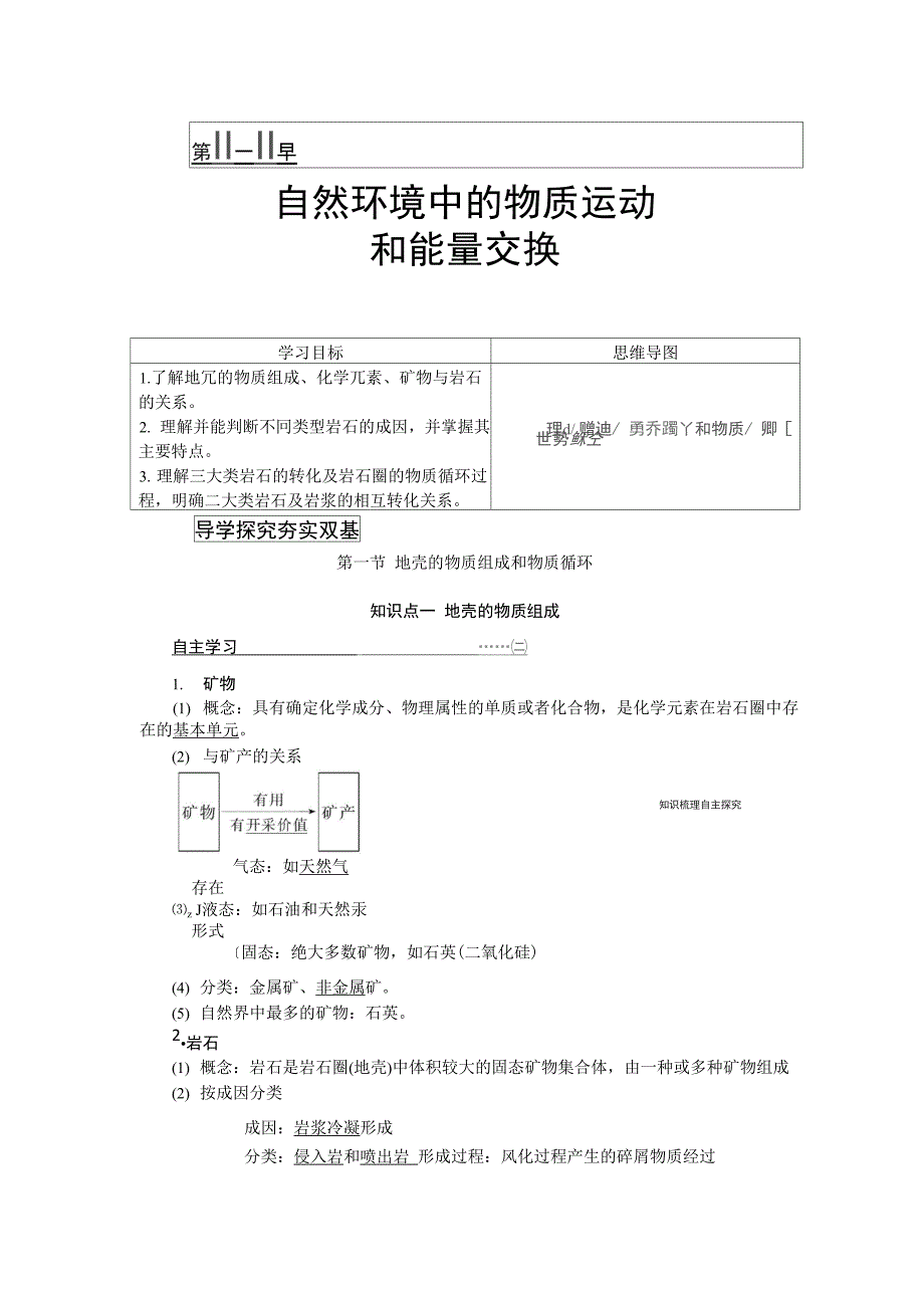 第二章第一节地壳的物质组成和物质循环_第1页