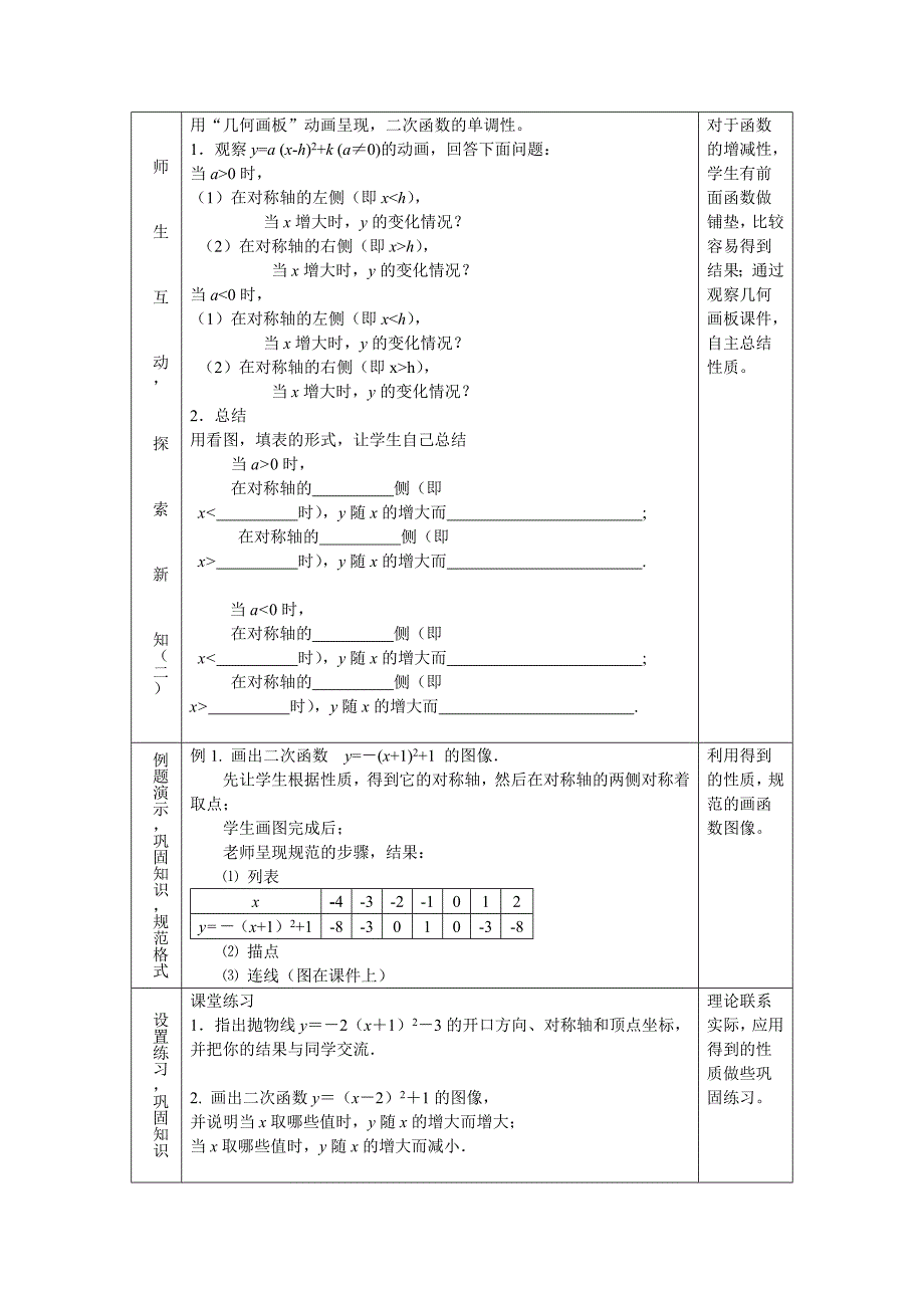 《二次函数y=ax2的图象和性质》教学设计方案_第4页