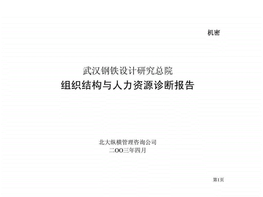 武汉钢铁设计研究总院组织结构与人力资源诊断报告_第1页