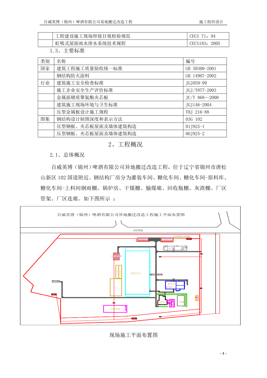 百威啤酒有限公司易地搬迁改造工程 施工组织设计_第4页