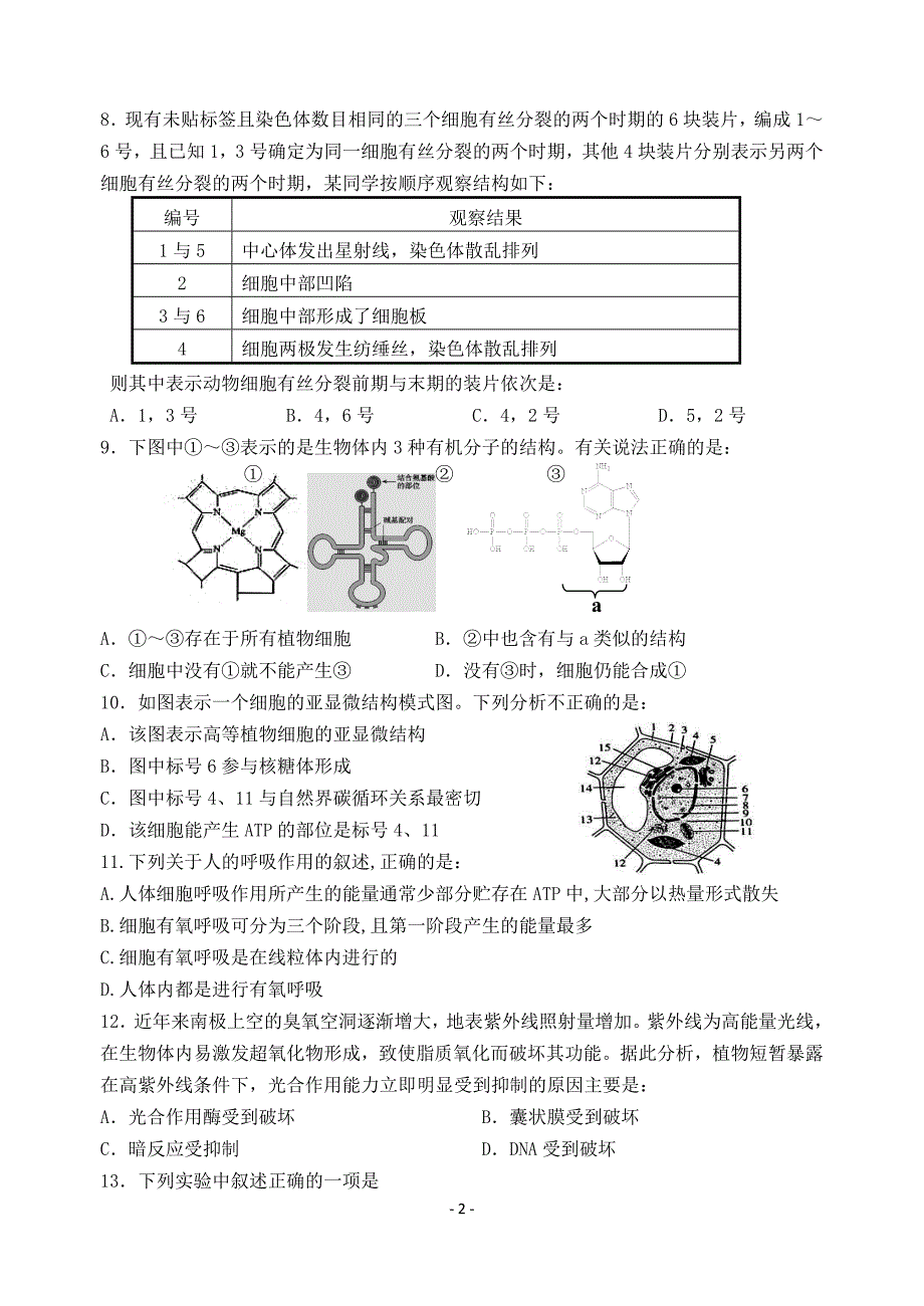 高三第二次调研考试生物试卷.doc_第2页