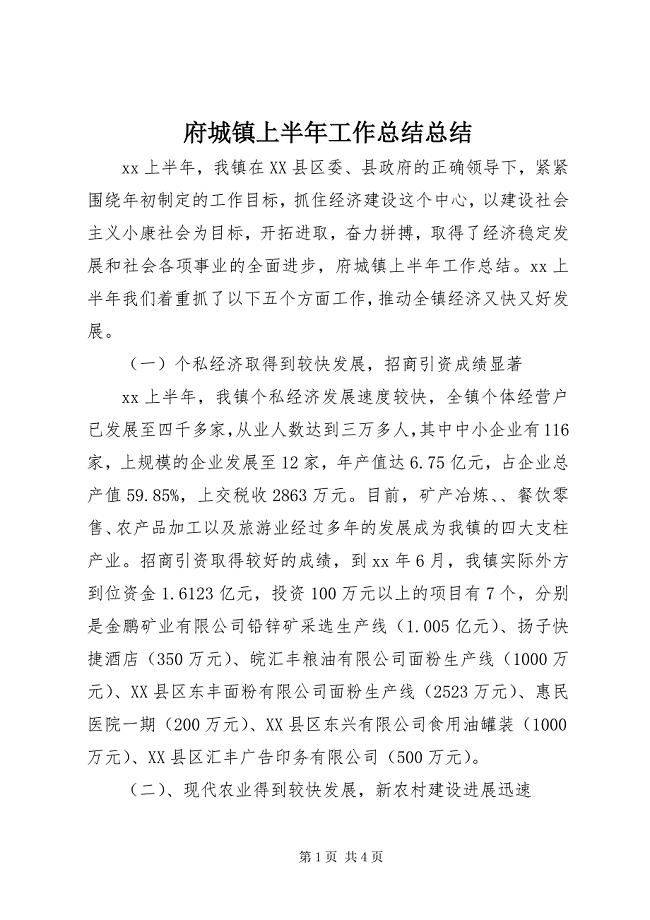 2023年府城镇上半年工作总结总结.docx