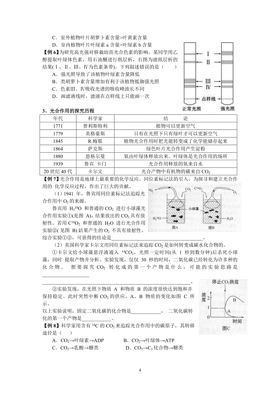 《光合作用》知识梳理+典型例题_第4页