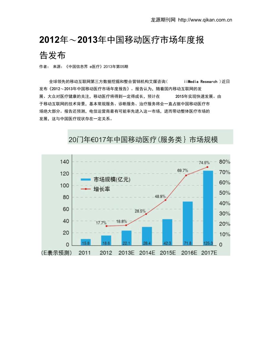 中国移动医疗市场报告发布_第1页