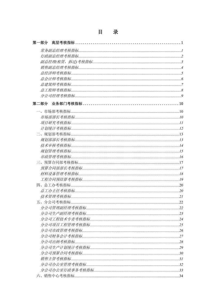 某房地产开发有限绩效考核指标汇总_第2页